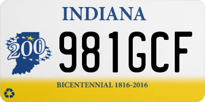 IN license plate 981GCF