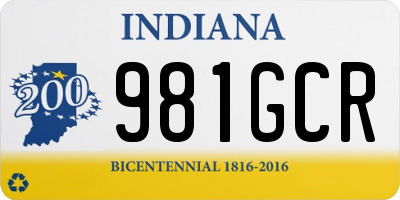 IN license plate 981GCR