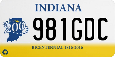 IN license plate 981GDC