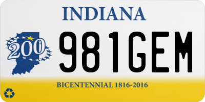 IN license plate 981GEM
