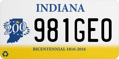 IN license plate 981GEO