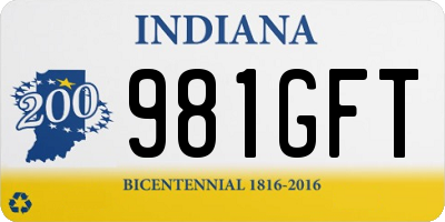 IN license plate 981GFT