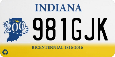 IN license plate 981GJK