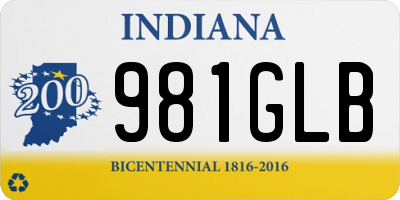 IN license plate 981GLB