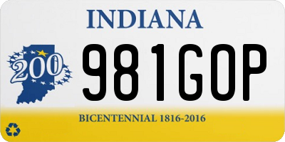 IN license plate 981GOP