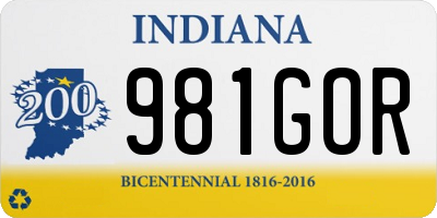 IN license plate 981GOR