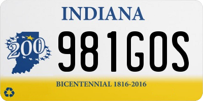 IN license plate 981GOS