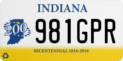 IN license plate 981GPR