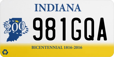 IN license plate 981GQA