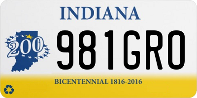 IN license plate 981GRO