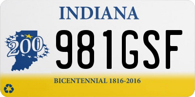 IN license plate 981GSF