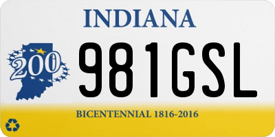 IN license plate 981GSL