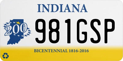 IN license plate 981GSP
