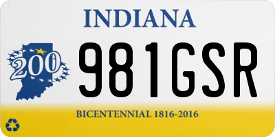 IN license plate 981GSR