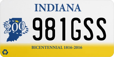 IN license plate 981GSS