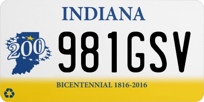 IN license plate 981GSV