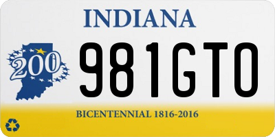 IN license plate 981GTO