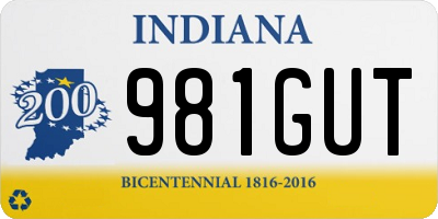 IN license plate 981GUT