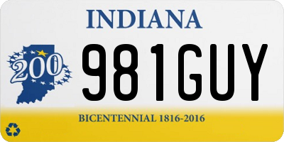 IN license plate 981GUY