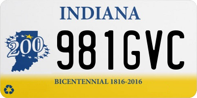 IN license plate 981GVC