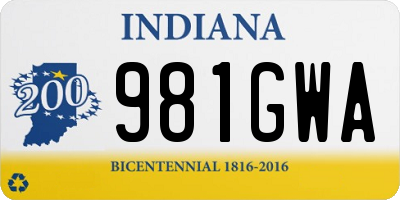 IN license plate 981GWA