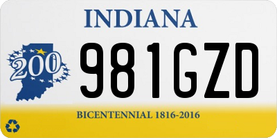 IN license plate 981GZD