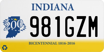 IN license plate 981GZM