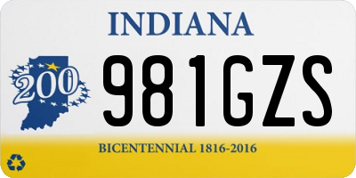 IN license plate 981GZS