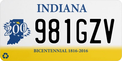 IN license plate 981GZV