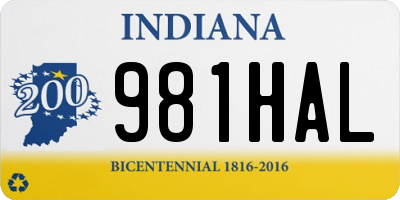 IN license plate 981HAL