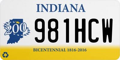 IN license plate 981HCW