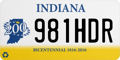 IN license plate 981HDR