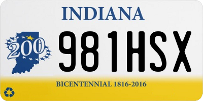 IN license plate 981HSX