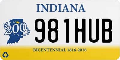 IN license plate 981HUB