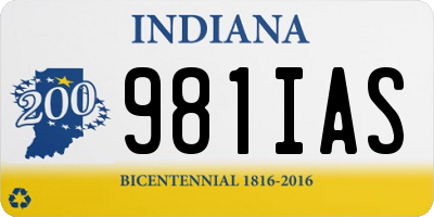 IN license plate 981IAS