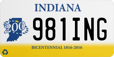 IN license plate 981ING