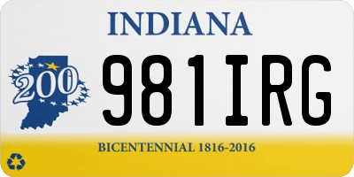 IN license plate 981IRG