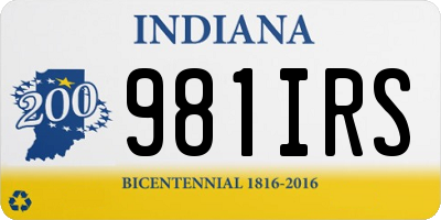 IN license plate 981IRS