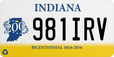 IN license plate 981IRV