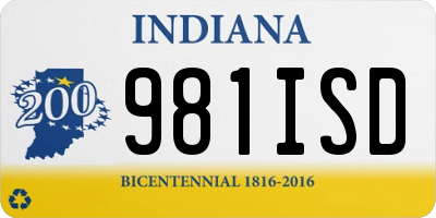 IN license plate 981ISD