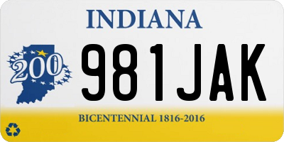 IN license plate 981JAK