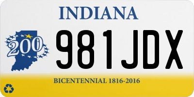IN license plate 981JDX