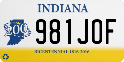 IN license plate 981JOF