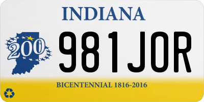 IN license plate 981JOR