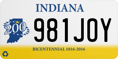IN license plate 981JOY