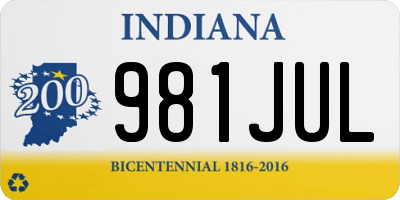 IN license plate 981JUL