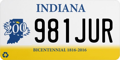 IN license plate 981JUR
