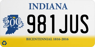 IN license plate 981JUS