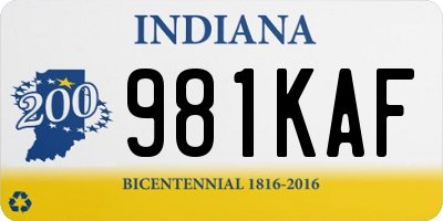 IN license plate 981KAF