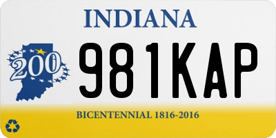 IN license plate 981KAP